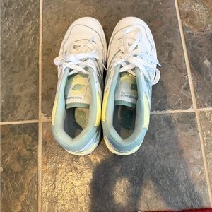 New Balance 550 White with Pastel Blue & Yellow Sneakers
